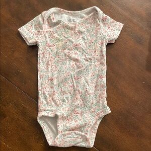 Carter's Floral Print Baby Onesie - Pink and White